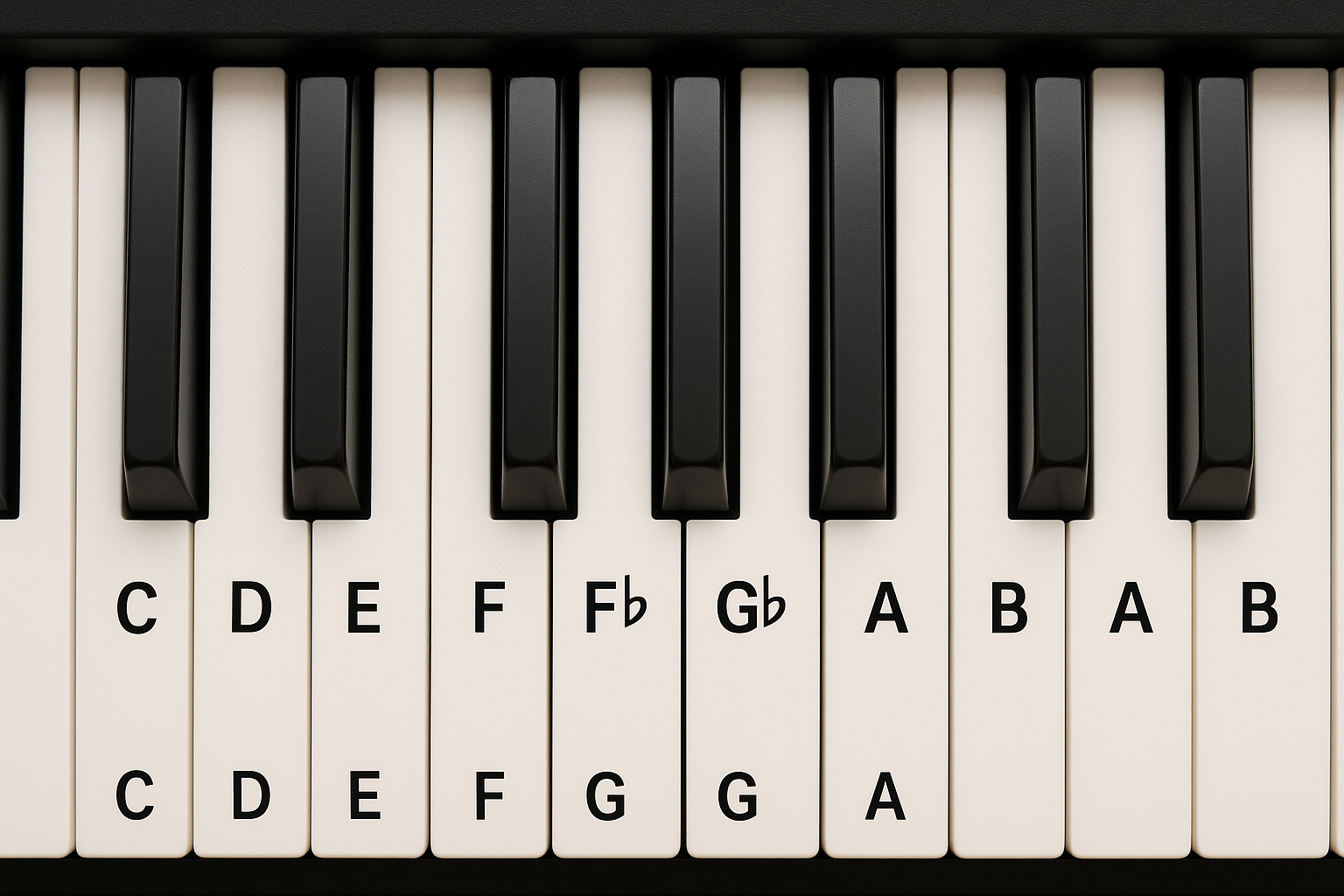 notas musicais no teclado
